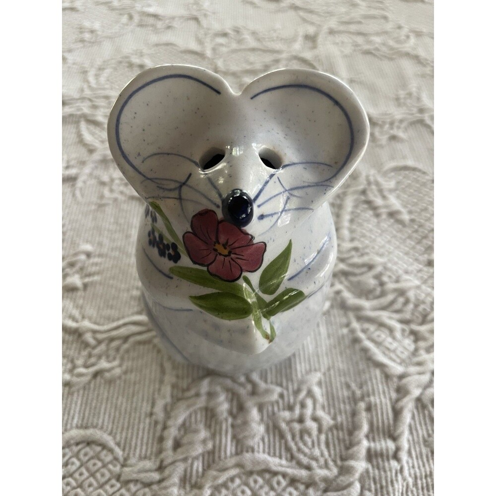 Vintage NS Gustin Happy Mouse Parmesan Cheese Shaker 70's California Pottery